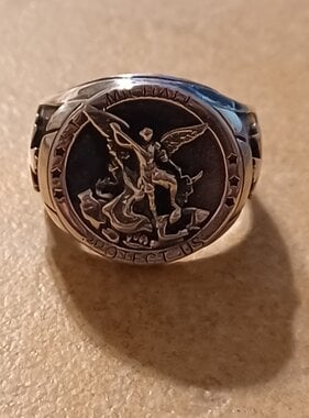 Sterling Silver St. Michael Protector Ring Size 11