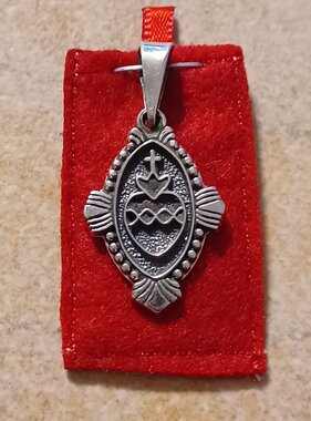 Sacred Heart Sterling Silver Pendant with Scapular