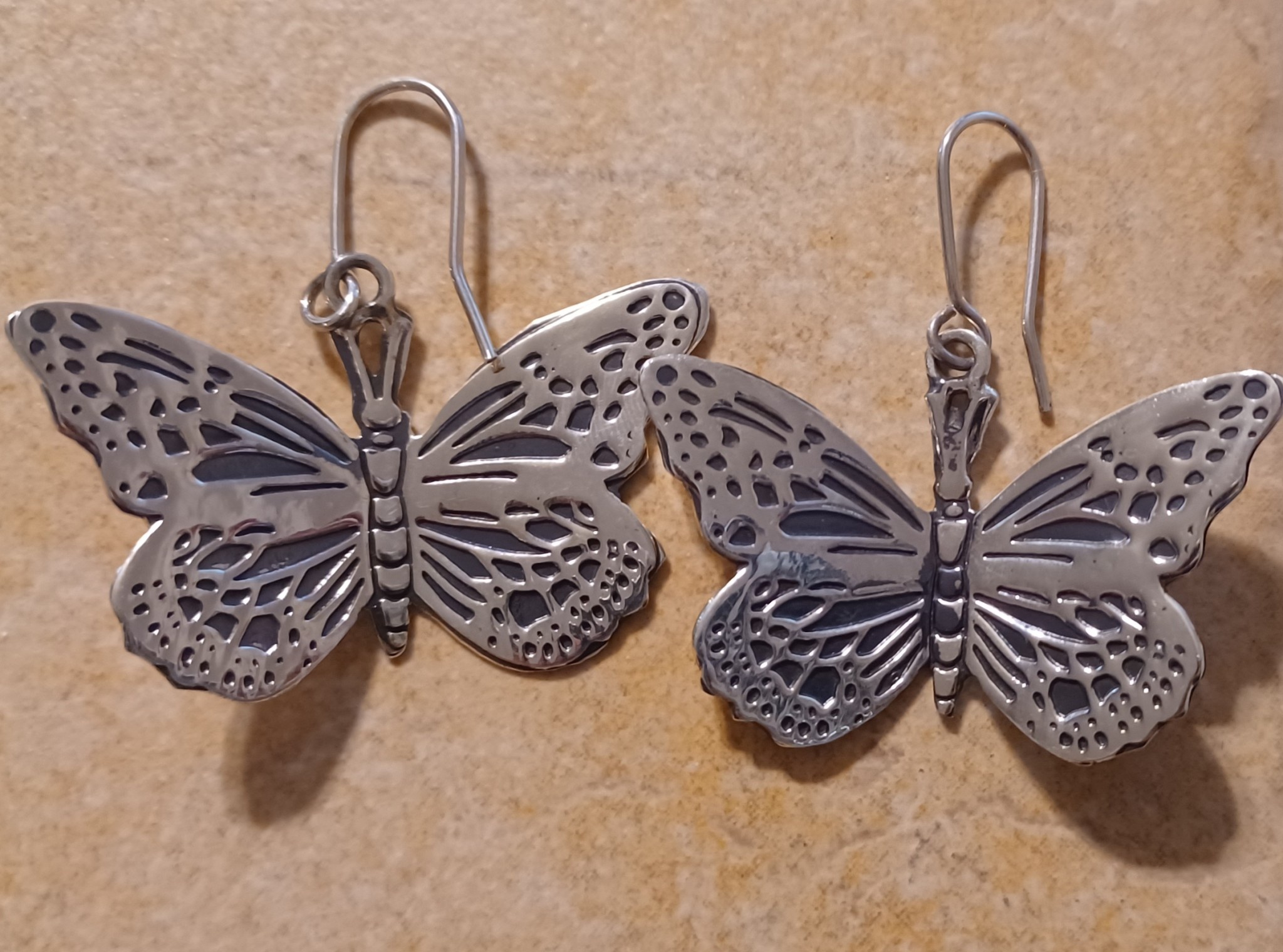 Large Monarch Sterling Silver Earrings