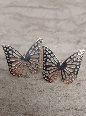 Medium Butterfly Sterling Silver Stud Earrings