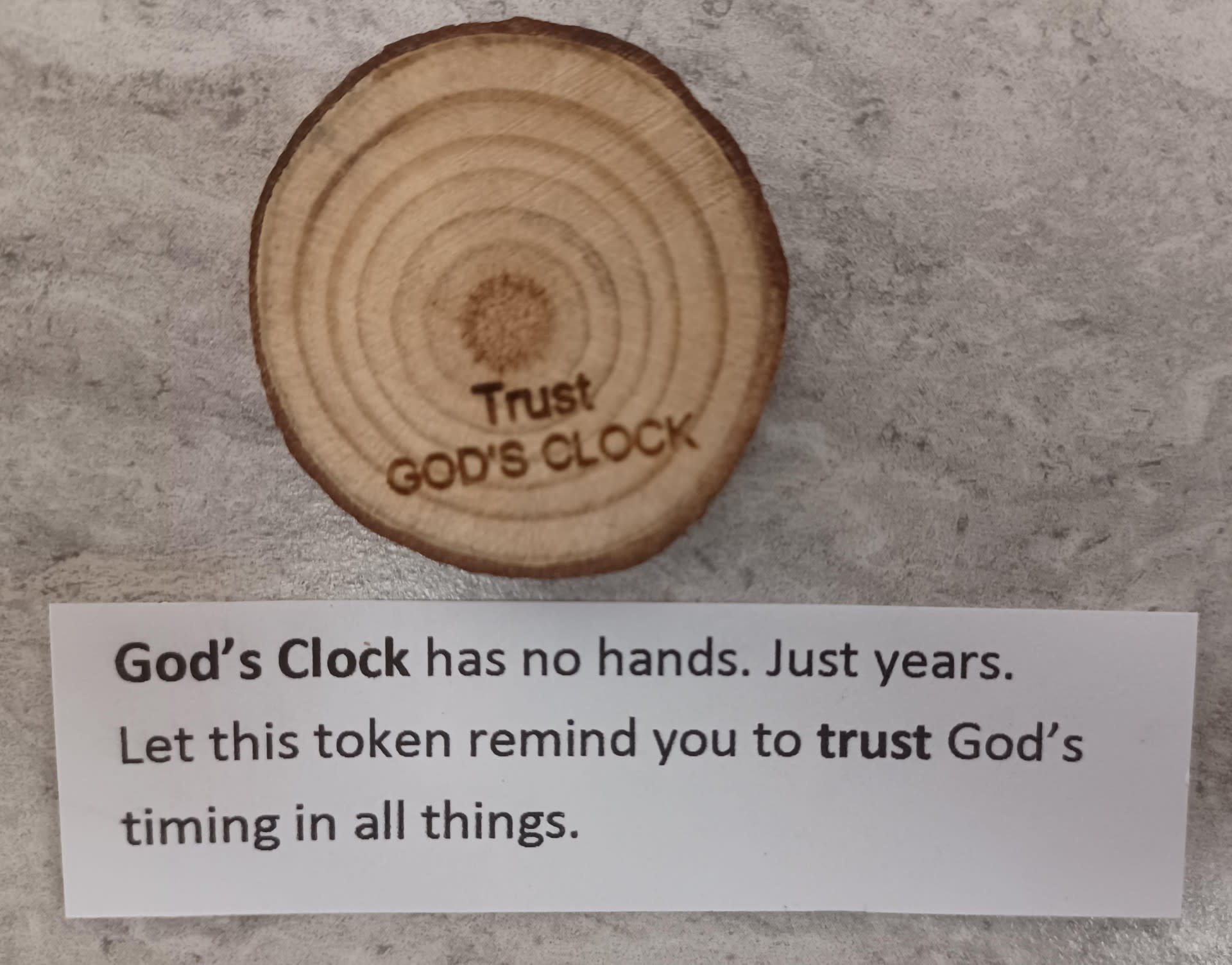 Trust God's Clock Wooden Pocket Token