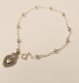 Sacred Heart Sterling Silver Rosary Bracelet 7.5"