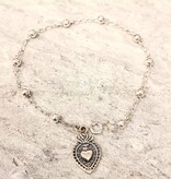 Sacred Heart Sterling Silver Rosary Bracelet 7.5"