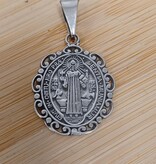 St Benedict Ornate Pendant Sterling Silver