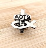ACTS Fish/Cross Sterling Silver Lapel Pin