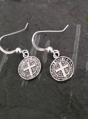 Medium Sterling Silver St Benedict Earrings