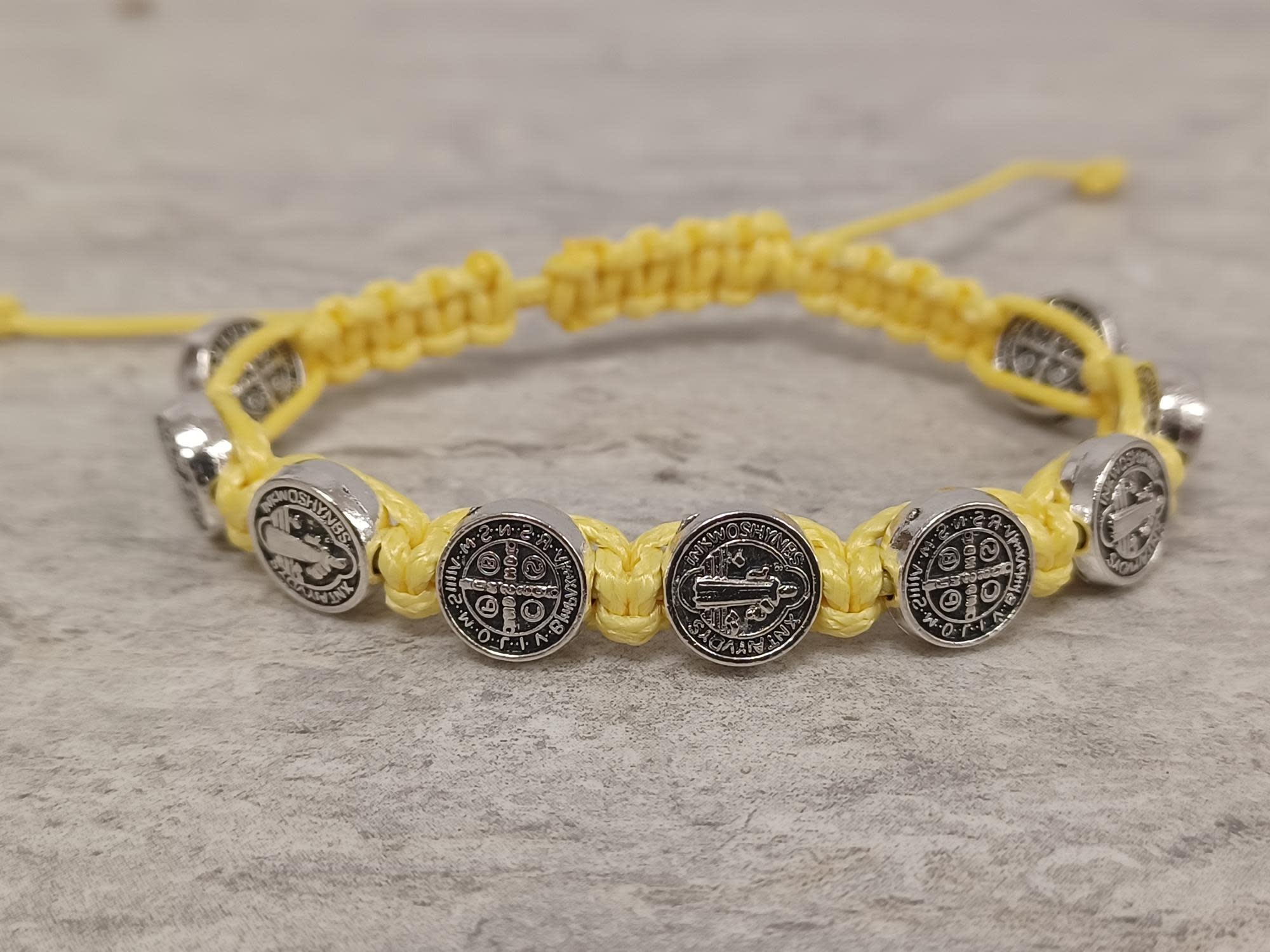 St Benedict Knotted Rosary Bracelet Yellow