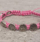 St Benedict Knotted Rosary Bracelet Pink