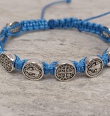 St Benedict Knotted Rosary Bracelet Royal Blue