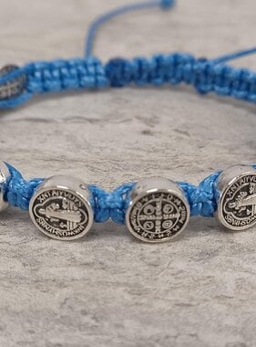 St Benedict Knotted Rosary Bracelet Royal Blue