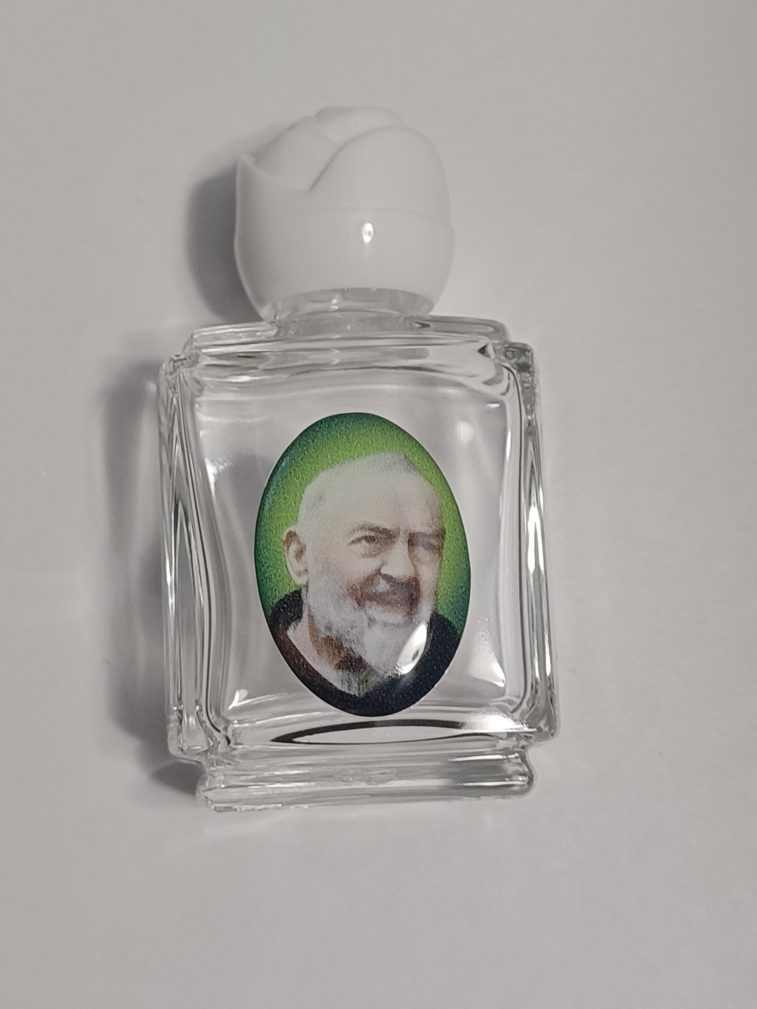 Padre Pio Glass Holy Water Bottle