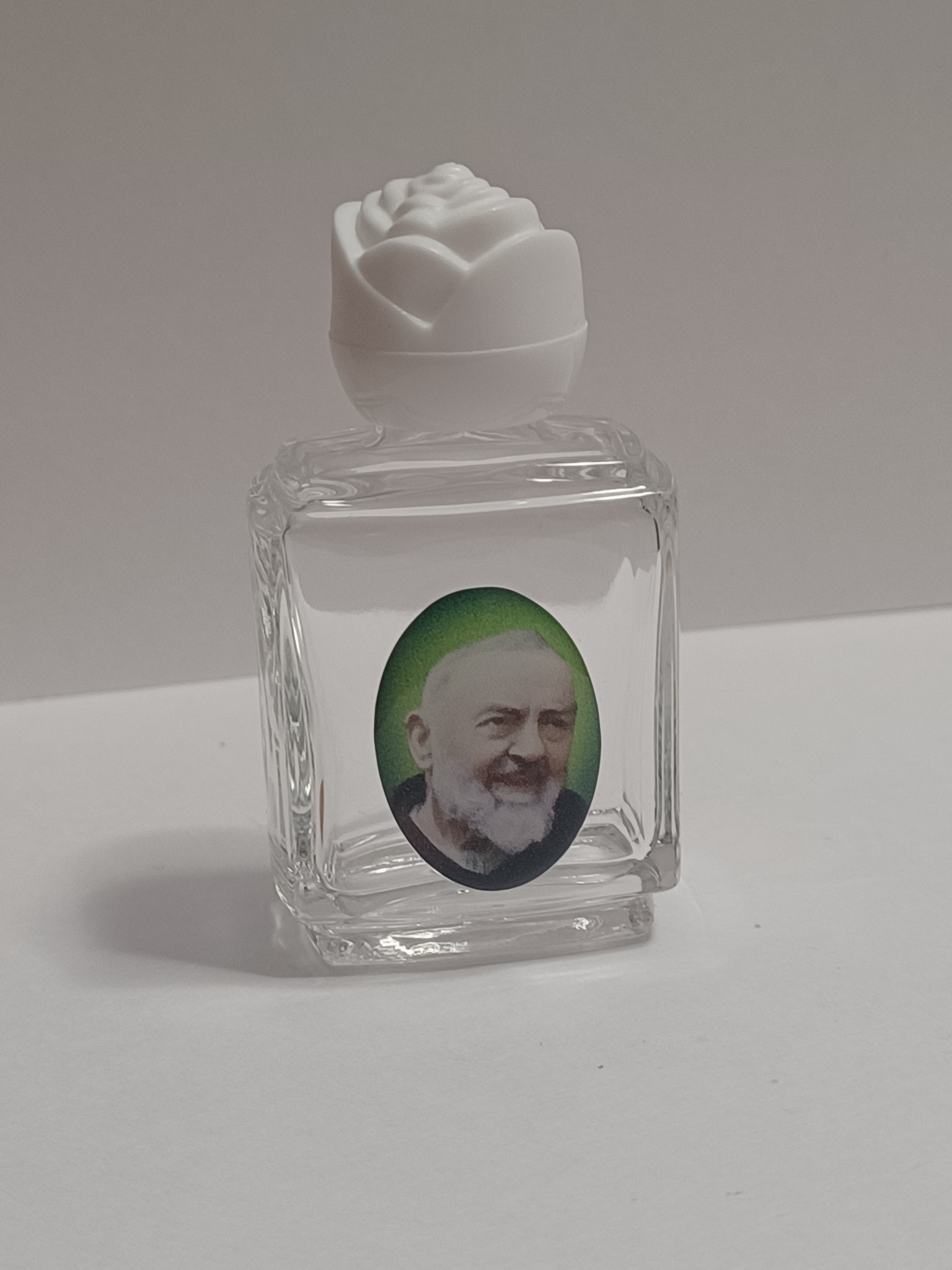 Padre Pio Glass Holy Water Bottle