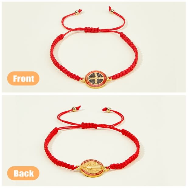 St Benedict Medal Red Corded Bracelet