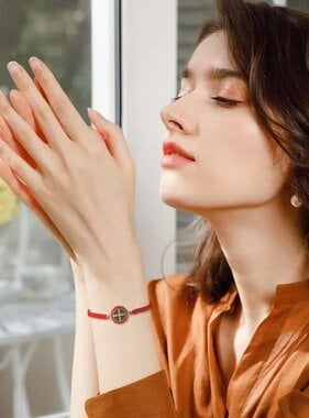 St Benedict Medal Red Corded Bracelet