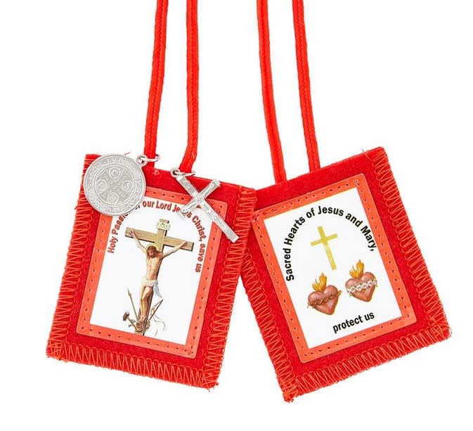 Red Passion Scapular with Medals
