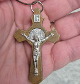 St Benedict Brown Wood Crucifix w/cord