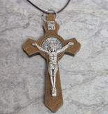 St Benedict Brown Wood Crucifix w/cord