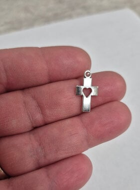 Cross w/cut out Heart Charm