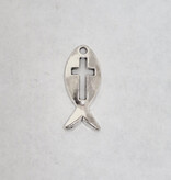 Vertical Fish w/Cut-Out Cross Metal Charm