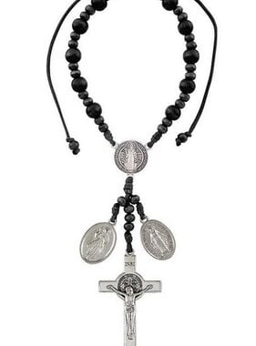 St Benedict Black Cord Auto Rosary