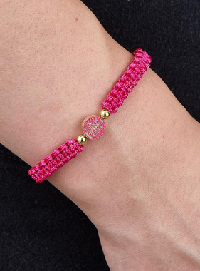 St Benedict Pink Corded Bracelet