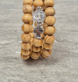 St Benedict Wood Bead Wrap Bracelet