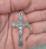 St. Benedict 2" Black Inlay Crucifix w/cord
