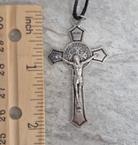 St. Benedict 2" Black Inlay Crucifix w/cord