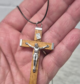 Natural Wood Crucifix w/cord 2.25"