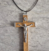 Natural Wood Crucifix w/cord 2.25"
