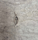 Ichthus w/Cross Sterling Silver Charm