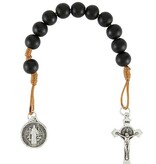 St Benedict Black Bead Pocket Rosary