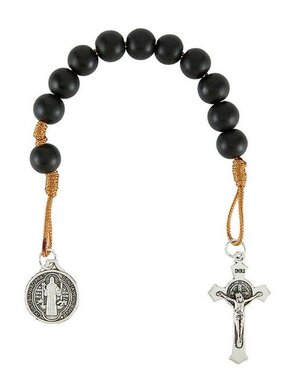 St Benedict Black Bead Pocket Rosary