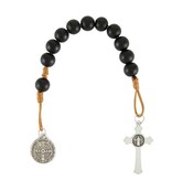 St Benedict Black Bead Pocket Rosary