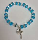 Aqua Crystal Rosary Bracelet