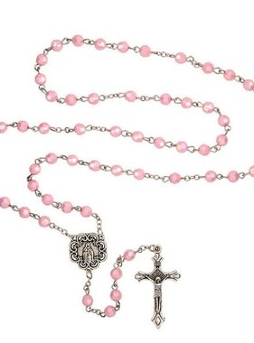 St Theres Pink Faceted Rosary
