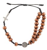 St Benedict Y-Style Wood Bead Rosary Bracelet