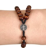 St Benedict Y-Style Wood Bead Rosary Bracelet