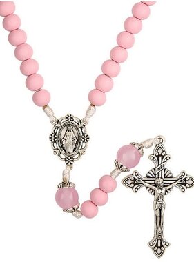 Pink Miraculous Corded Rosary