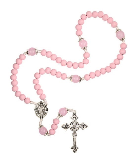 Pink Miraculous Corded Rosary