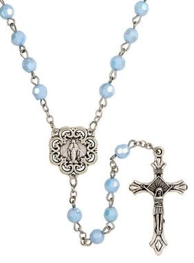 Our Lady of Grace Baby Blue Faceted Rosary