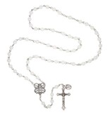 Mary and St. Michael White Glass Bead Rosary