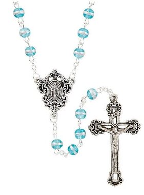 Aqua Reflections of Mary Faceted Rosary