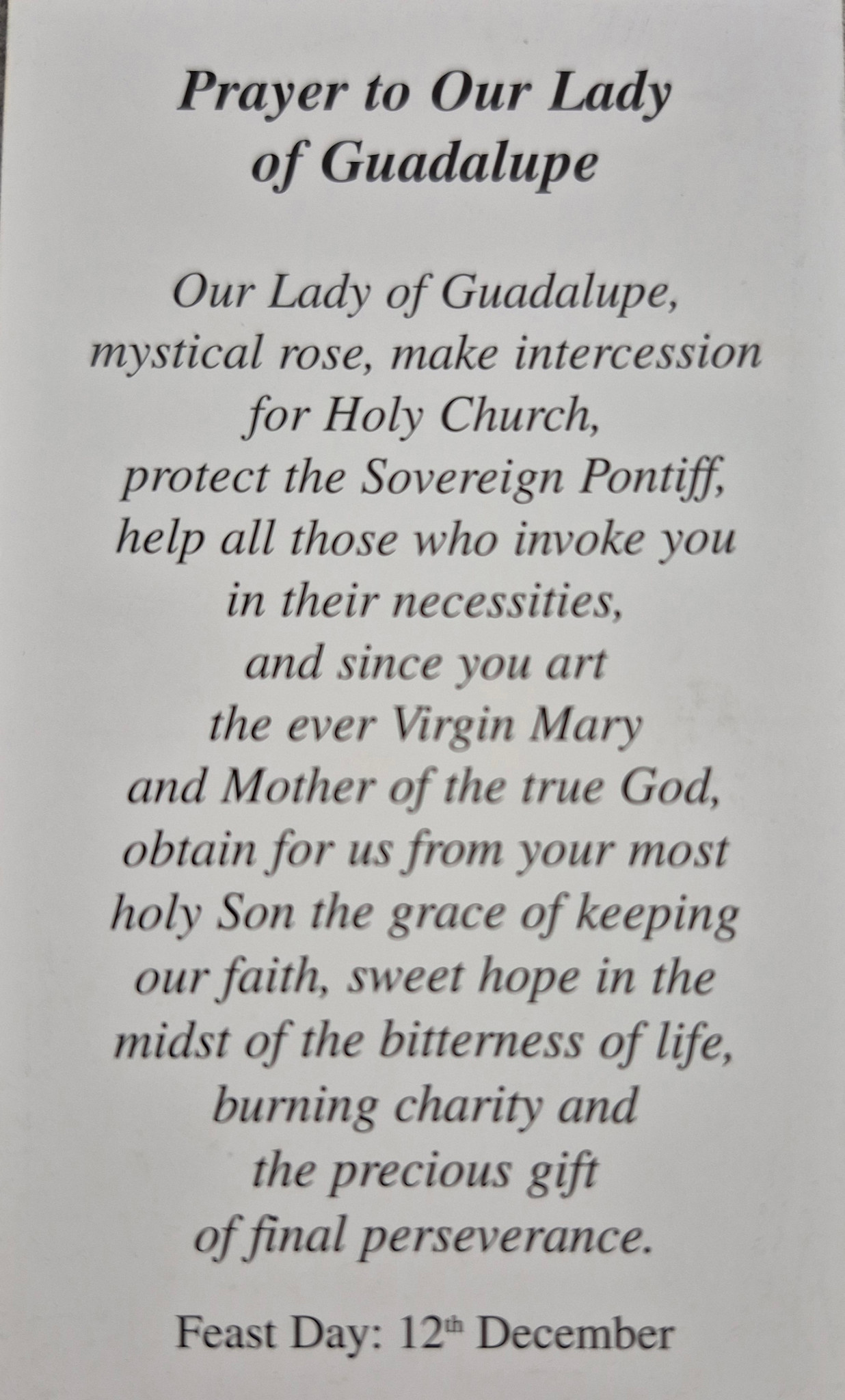 Prayer to Our Lady of Guadalupe