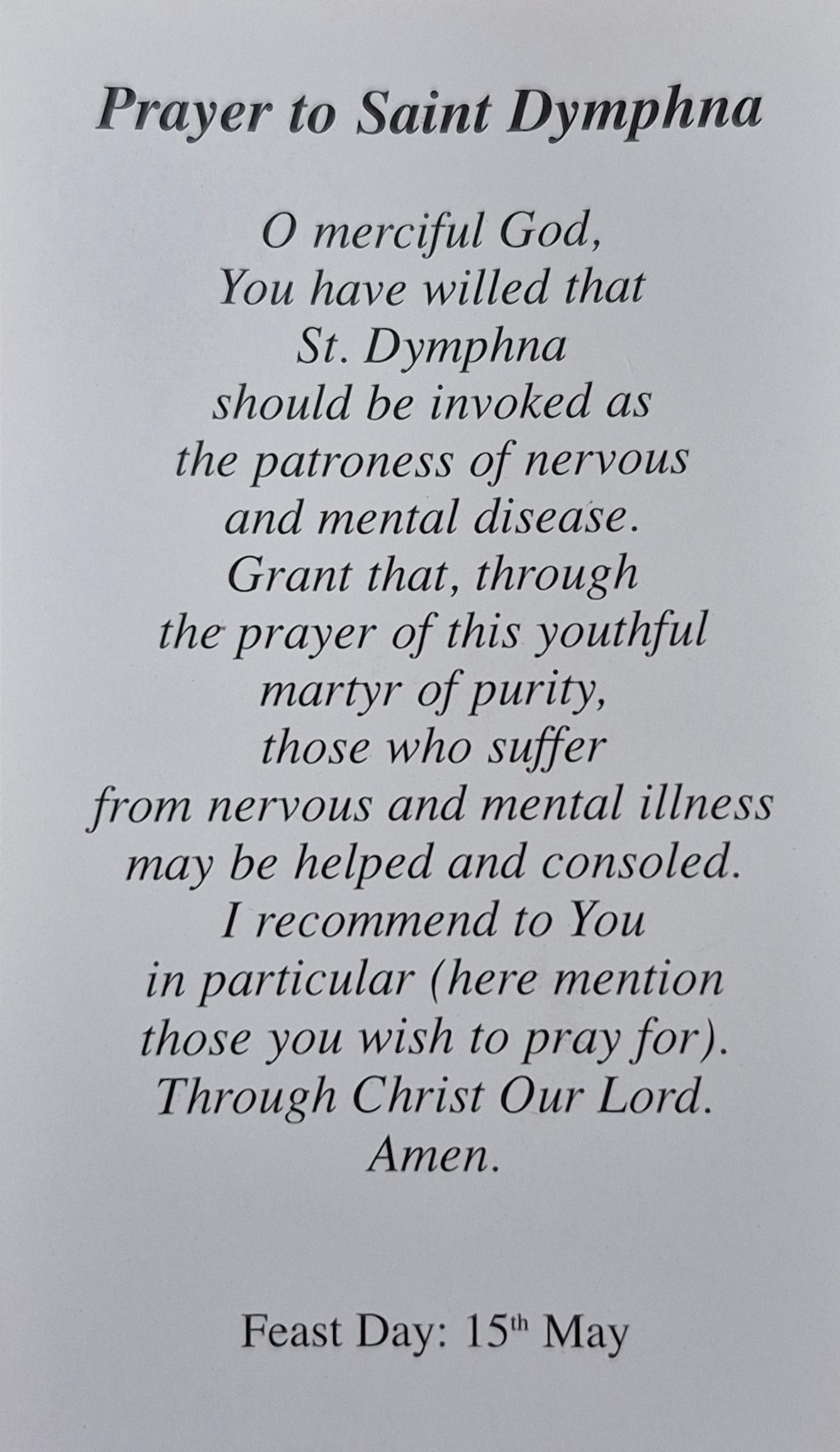 Prayer to Saint Dymphna