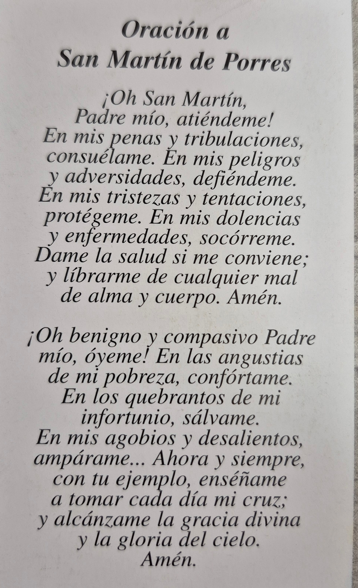 Oración a San Martin de Porres