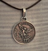 St Michael Sterling Silver Round Pendant