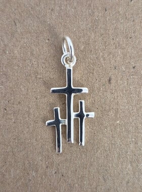 Calvary Cross Sterling Silver Charm 3/4"