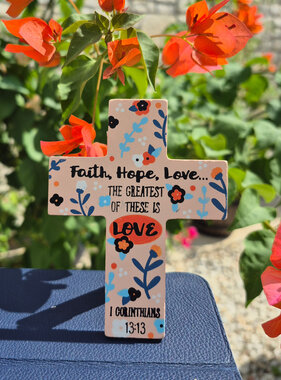Faith, Hope, Love Easel Cross
