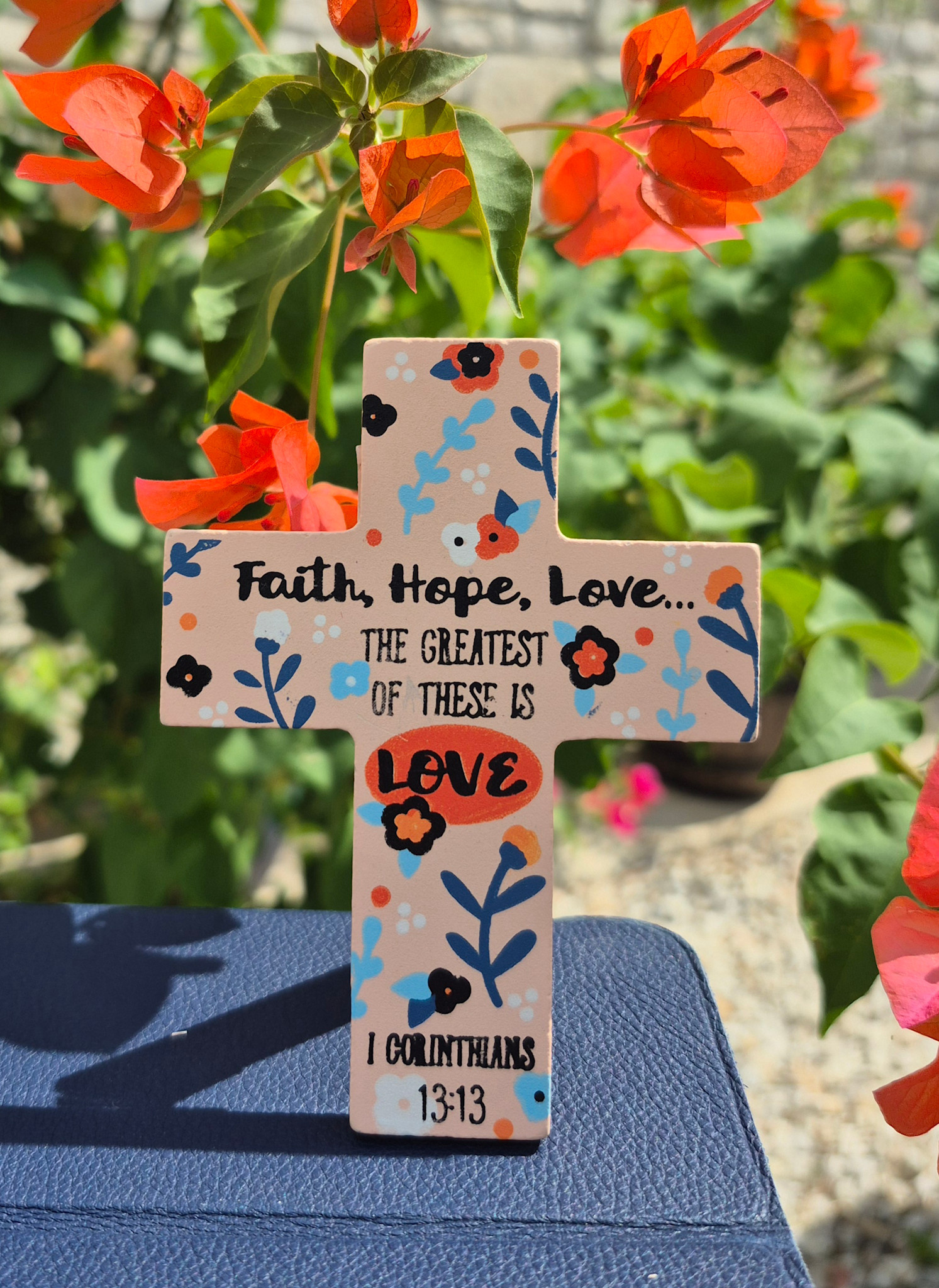 Faith, Hope, Love Easel Cross